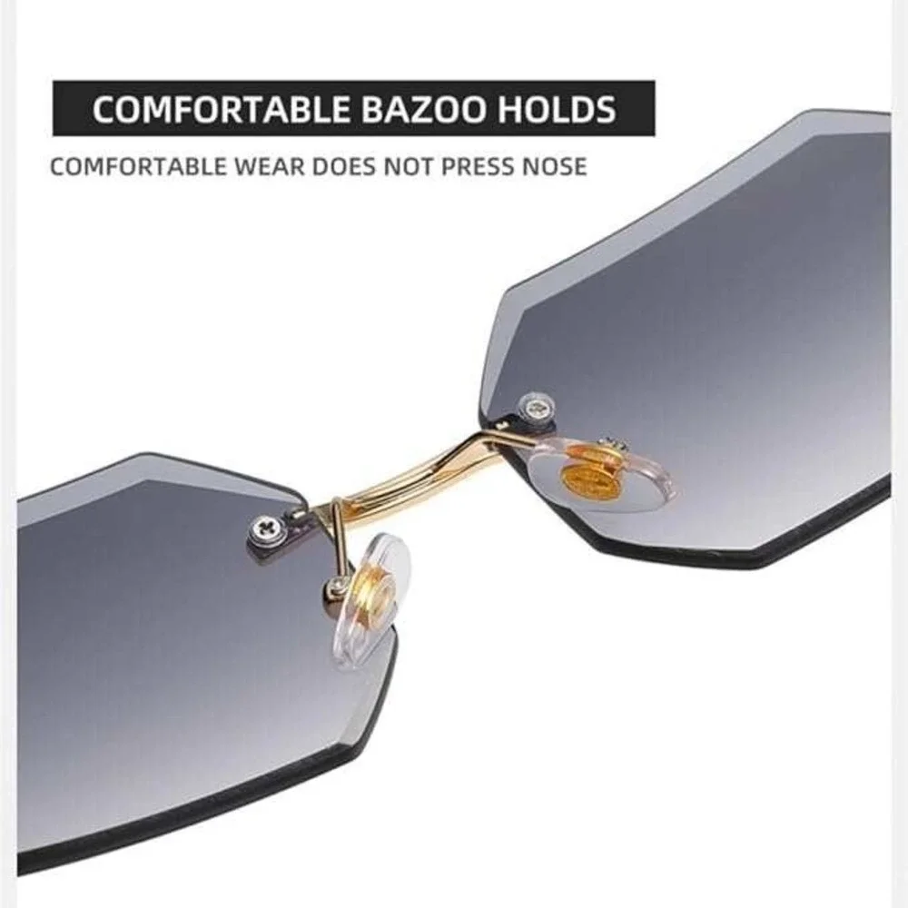 Rimless Sunglasses Men Octagon Frame Gradient Gray Lens Fashion Eyewear Hip Hop‎